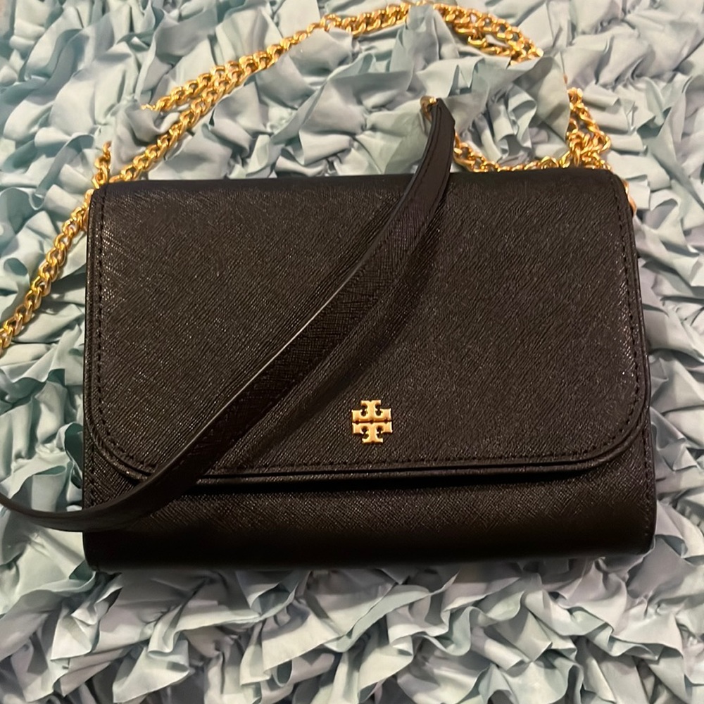 Brand new Tory Burch Black leather chain wallet.